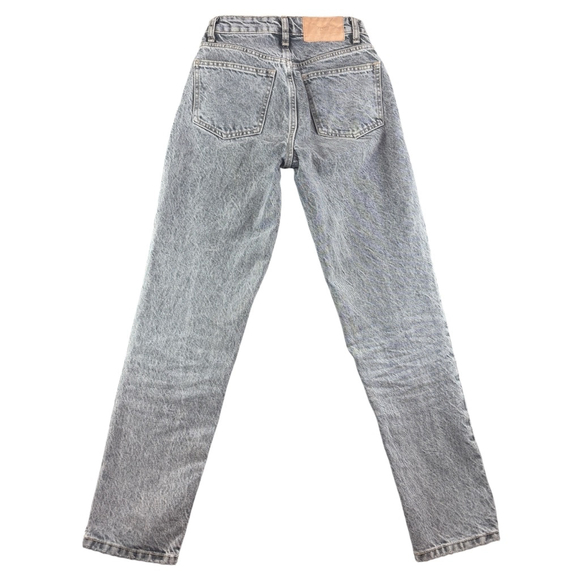 Zara Denim High Rise Grey Acid Wash Slim Mom Jeans Pants Stonewash SIZE 0 - Picture 5 of 11
